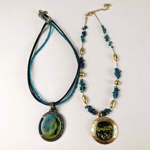 Lot of 2 Large Pendant Necklaces